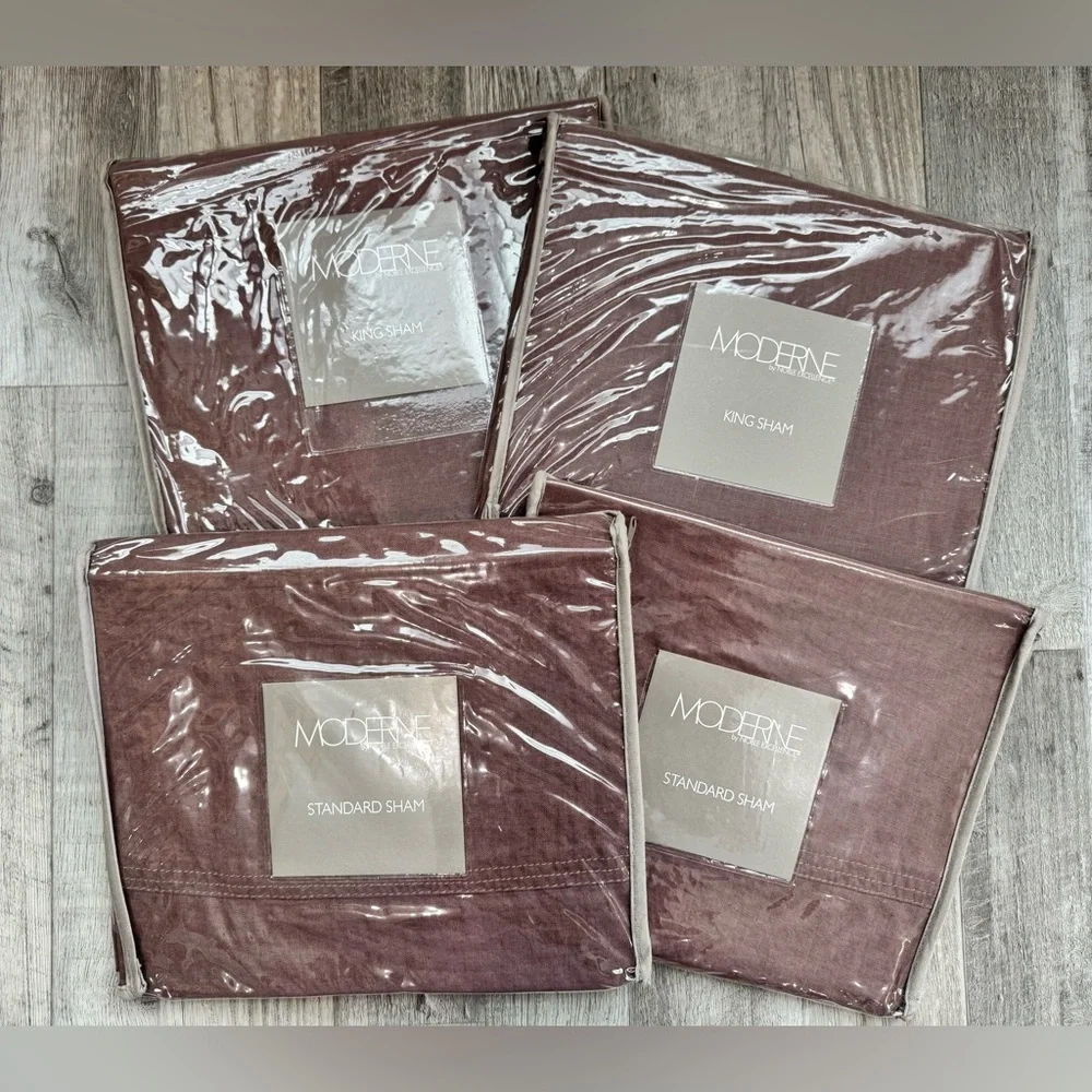 Moderne Noble Excellence Linen Pillow Shams - 2 standard and 2 king - dusty rose